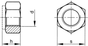 Prevailing torque type hexagon nut with non-metallic insert DIN 985 Lubrinox A2