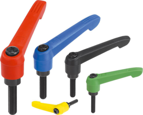 KIPP Clamping levers plastic grip, external thread Black/Grey Steel 5.8/plastic Black oxide