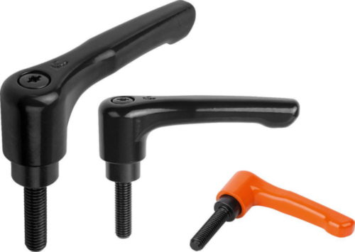 KIPP Clamping levers flat, external thread Orange Die cast zinc/steel 5.8 Plastic coated/black oxide M10X65X50