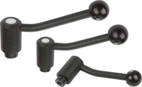 KIPP Tension levers, safety, internal thread Fekete Acél 5.8/plastic Műanyag bevonatolt