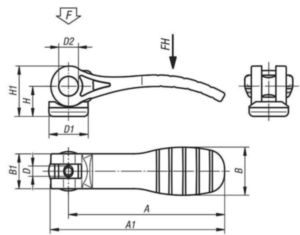 KIPP Cam levers, internal thread Czarny Stal 5.8, rękojeść z tworzywa sztucznego