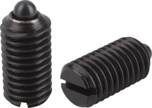 Spring plungers with slot and thrust pin, standard spring force Steel 5.8 Black oxide