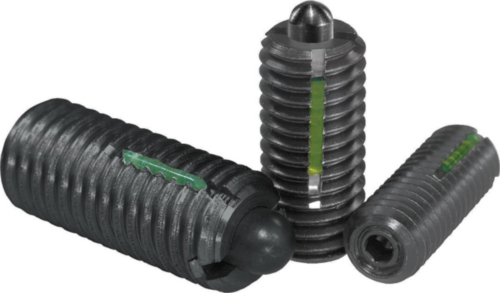 Spring plungers with hexagon socket and thrust pin, LONG-LOK standard spring force