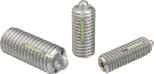 Spring plungers with hexagon socket and thrust pin, LONG-LOK, standard spring force
