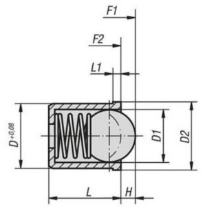 Poussoir à ressort à bille lisse Acier inoxydable, bille POM