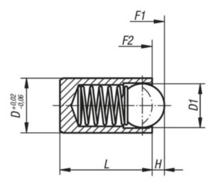Piezas de presión con resorte, versión lisa, sin collar Acero inoxidable, bola de acero inoxidable