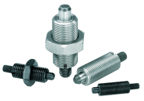 Indexing plungers with threaded pin, without collar, without locknut