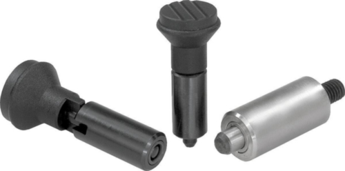 KIPP Indexing plungers without collar, with threaded pin Aço inoxidável soldável 1.4301, pino endurecido
