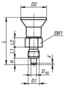 KIPP Indexing plungers, short, non-lockout type, without locknut Stal nierdzewna 1.4305, szpilka nieutwardzana, rękojeść z tworzywa