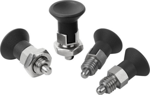 KIPP Indexing plungers, short, non-lockout type, with locknut Steel, plastic grip Zinc plated