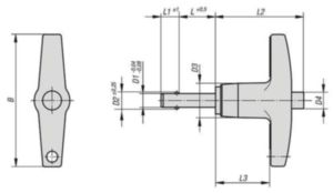 KIPP Ball lock pins with T-grip, self-locking Czarny Aluminium/stal nierdzewna