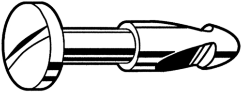 QUICK SYSTEM Stift met zaaggleuf type D Messing Vernikkeld