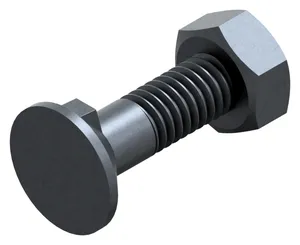 DIN 604/555 Plough Bolt with Flat Countersunk Head and Hexagon Nut, Plain, Class 4.6