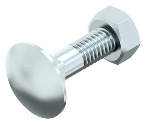 DIN 603/555 Coach Bolt with Hexagon Nut, Zinc Plated, 4.6