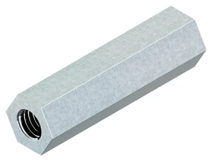 Spacer, 2 x internal thread Free-cutting steel Zinc plated