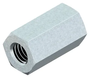 Hexagon connection nut H=3xD Free-cutting steel Zinc plated