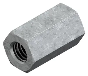 Hexagon connection nut H=3xD Steel Hot dip galvanized ISO metric