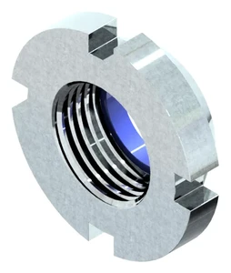 Prevailing torque type slotted round nut with non-metallic insert type GUK Steel Zinc plated 14H