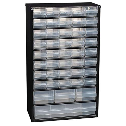 Small parts storage unit W306xD150xH510 mm sheet steel 44 polypropylene drawers