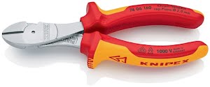 Power side cutter length 160 mm VDE shape 0 multi-component handles KNIPEX