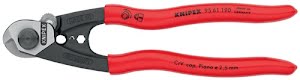 Cisaille à câble métallique longueur 190 mm poli revêtement en plastique KNIPEX