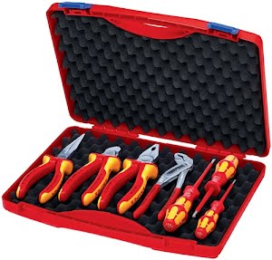 Pliers/tool set 7-part multi-component handles/plastic-coated plastic case VDE K