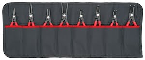 Circlip pliers set version 2 8-part in roll-up pouch 10-60 mm KNIPEX