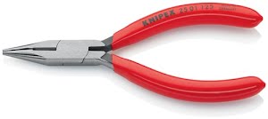 Needle-nose pliers length 125 mm flat/round straight polished plastic coated KNI