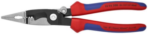 Knipex Pliers for Electrical Installation with multi-component grips black atramentized 200 mm (self-service card/blister)