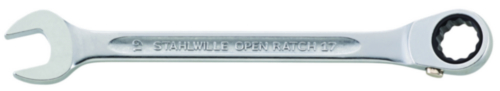 Set of open-end ring ratchet spanner 17/12 12-part width across flats 8-19 mm re