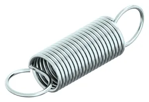 Helical tension spring with English loops DIN 2097 Spring steel Zinc plated