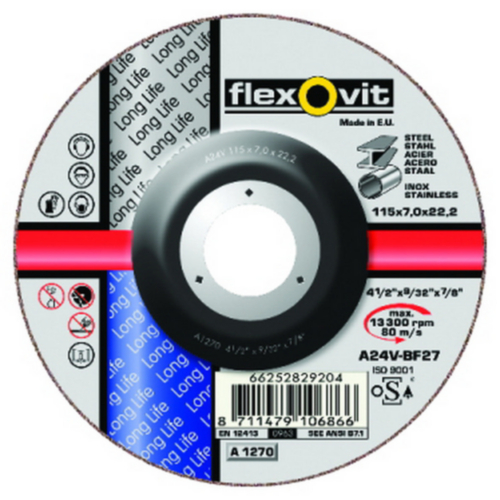 Flexovit Grinding disc A24V 180X7X22,23 T27