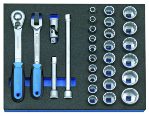 Gedore 2005 CT2-D 19 Socket Wrench Assortment Set in CT Module 1/2" 29-Piece