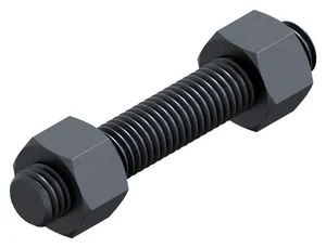 Studbolt met 2 zware zeskantmoeren metrisch BS ≈4882 Staal ASTM A193M - ASTM A194M Blank Gr.B7 - Gr.2H