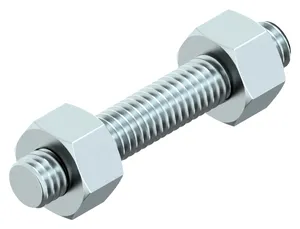 Studbolt met 2 zware zeskantmoeren ASME B16.5/B18.2.2 Staal ASTM A193 - ASTM A194 Elektrolytisch verzinkt Gr.B7 - Gr.2H