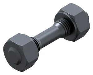 Double end stud with reduced shank with 2 hexagon nuts DIN 2510 L/NF Steel 25CrMo4+QT (1.7218)/C35E+QT (1.1181) Plain