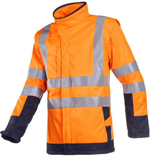 Sioen High visibility softshell jacket Heatherton SOFTSHELL 9643 Fluorescent orange/Navy blue M