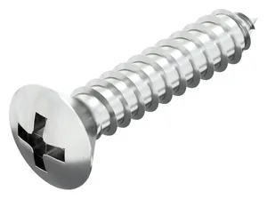 Cross recessed raised countersunk head tapping screw DIN 7983 C-H Steel Nickel plated