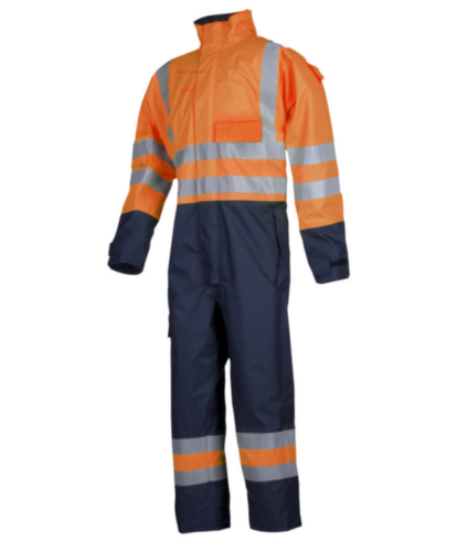 Sioen Coverall Geralton 5634 Naranja fluorescente/Azul marino XL