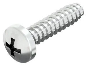 Cross recessed pan head tapping screw with flat end DIN 7981 F-H Steel Nickel plated