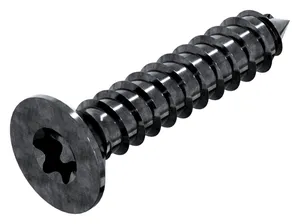 Hexalobular socket countersunk head tapping screw ISO 14586 C Steel Zinc plated black passivated