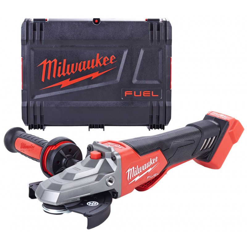 Milwaukee M18 FUEL™ Angle grinder 125mm, flat head, braked, paddle switch