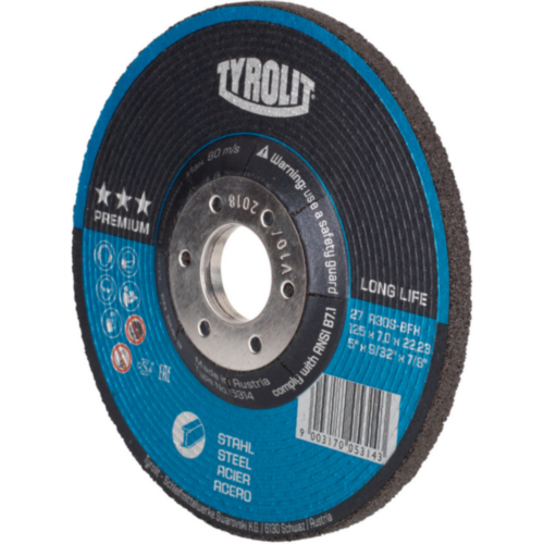 Disco de desbaste Tyrolit LONGLIFE Z-MAX dm178xT7mm furo em aço deslocado 22,23 mm