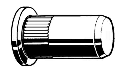 Blindklinkmoer gesloten, cilinderkop, ronde gekartelde schacht Aluminium