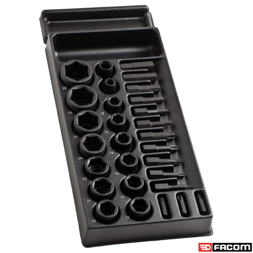 Facom Tool Bandeja para MOD.NS2 Juego de vasos de impacto Plástico Negro