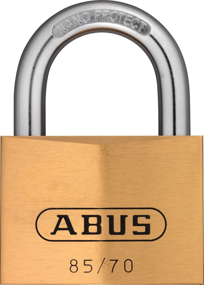 Cylinder padlock 85/70 lock body width 70 mm brass, keyed to differ ABUS