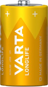 VARTA Longlife, Alkaline Battery, D, Mono, LR20, 1,5V, 2-pack, Made in Germany