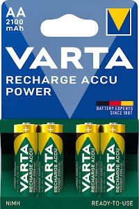 VARTA Recharge Accu Power AA 2100 mAh 4-pack (Pre-charged NiMH Accu, Mignon, rechargeable battery, ready to use)