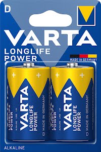 VARTA Longlife Power, Alkaline batterij, D, Mono, LR20, 1,5V, 2-pack, Made in Germany