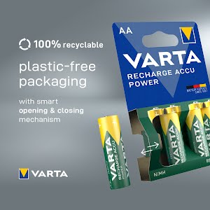 VARTA Recharge Accu Power AA 2400 mAh 4-pack (Pre-charged NiMH Accu, Mignon, rechargeable battery, ready to use)